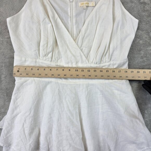 SRV x FTF Dress Womens 2X White Surplice V Neck Tiered Ruffle Hem Cotton Belted - Picture 5 of 10